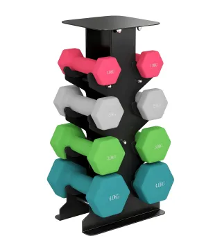 Juego de Mancuernas 2x1kg 2x2kg 2x3kg 2x4kg con Soporte de Almacenamiento para Ejercicio Entrenamiento Multicolor