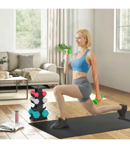 Juego de Mancuernas 2x1kg 2x2kg 2x3kg 2x4kg con Soporte de Almacenamiento para Ejercicio Entrenamiento Multicolor