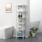 Estantería de Baño de Suelo de 5 Niveles Mueble Auxiliar de Almacenaje para Cocina Salón 30x30x140 cm Blanco