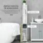 Columna de Baño con 2 Puertas y 2 Estantes Mueble Auxiliar de Baño Moderno 15,2x29,8x118 cm Blanco y Natural