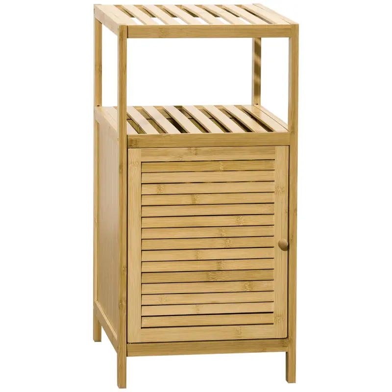 Estantería de Baño de Bambú Estantería de Almacenaje para Baño con 1 Puerta y Estante para Cocina 33x36,5x67 cm Natural