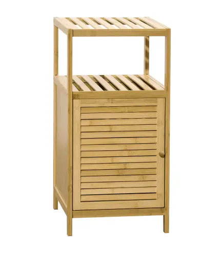 Estantería de Baño de Bambú Estantería de Almacenaje para Baño con 1 Puerta y Estante para Cocina 33x36,5x67 cm Natural