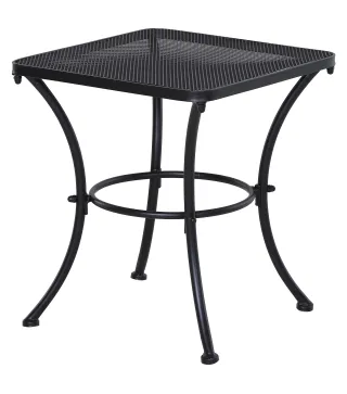 Mesa Auxiliar Cuadrada Mesa de Jardín Exterior con Estructura de Metal para Patio Terraza Balcón Carga 30 kg 45x45x50 cm Negro