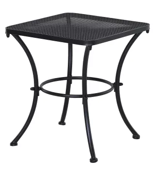 Mesa Auxiliar Cuadrada Mesa de Jardín Exterior con Estructura de Metal para Patio Terraza Balcón Carga 30 kg 45x45x50 cm Negro