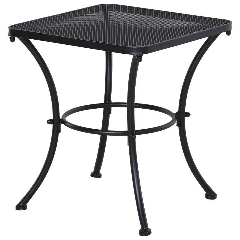 Mesa Auxiliar Cuadrada Mesa de Jardín Exterior con Estructura de Metal para Patio Terraza Balcón 45x45x50 cm Negro