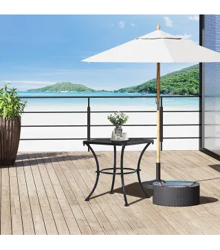 Mesa Auxiliar Cuadrada Mesa de Jardín Exterior con Estructura de Metal para Patio Terraza Balcón 45x45x50 cm Negro