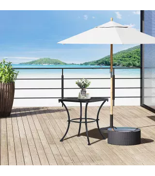 Mesa Auxiliar Cuadrada Mesa de Jardín Exterior con Estructura de Metal para Patio Terraza Balcón 45x45x50 cm Negro