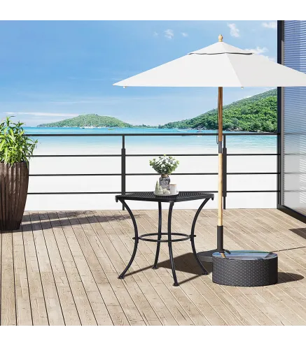 Mesa Auxiliar Cuadrada Mesa de Jardín Exterior con Estructura de Metal para Patio Terraza Balcón 45x45x50 cm Negro