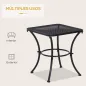 Mesa Auxiliar Cuadrada Mesa de Jardín Exterior con Estructura de Metal para Patio Terraza Balcón 45x45x50 cm Negro