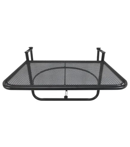 Mesa Colgante de Balcón con Brazo Regulable y Altura Ajustable en 3 Posiciones Marco Metálico 60x56x50 cm Negro
