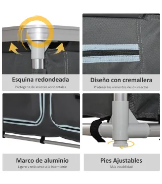 Armario de Camping Plegable con Estantes y Bolsa de Transporte para Exterior 96x49,5x104 cm Gris