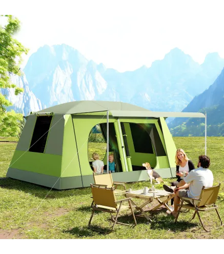 Tienda de Camping para 4-8 Personas con Mosquitera Gancho y Bolsa de Transporte Anti-UV 405x305x225 cm Verde