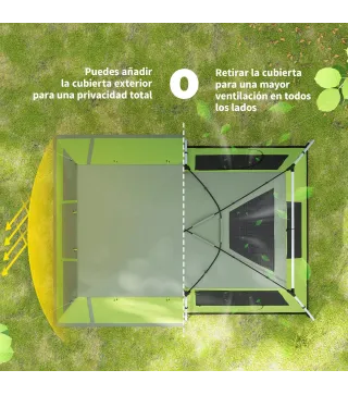Tienda de Camping para 4-8 Personas con Mosquitera Gancho y Bolsa de Transporte Anti-UV 405x305x225 cm Verde