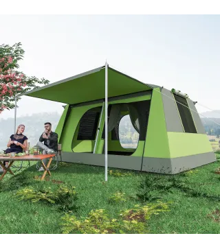 Tienda de Camping para 4-8 Personas con Mosquitera Gancho y Bolsa de Transporte Anti-UV 405x305x225 cm Verde