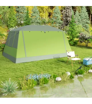 Tienda de Camping para 4-8 Personas con Mosquitera Gancho y Bolsa de Transporte Anti-UV 405x305x225 cm Verde