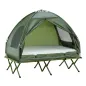Cama Doble de Camping Plegable con Tienda de Campaña 4 en 1 Cama de Campamento Elevada con Colchón Hinchable y Bolsa de Transpor