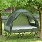 Cama Doble de Camping Plegable con Tienda de Campaña 4 en 1 Cama de Campamento Elevada con Colchón Hinchable y Bolsa de Transpor