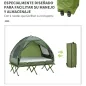 Cama Doble de Camping Plegable con Tienda de Campaña 4 en 1 Cama de Campamento Elevada con Colchón Hinchable y Bolsa de Transpor