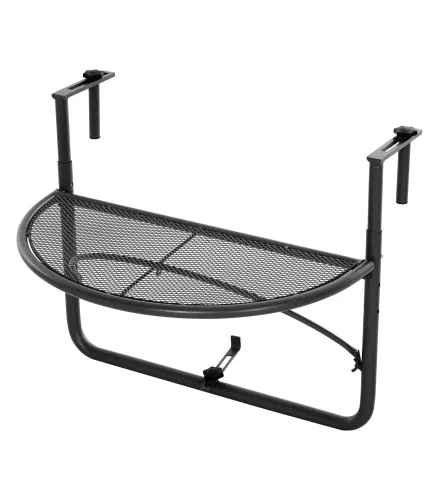 Mesa Colgante de Balcón Semicircular 60x47x50 cm Ajustable en Altura Simple y Conveniente para Barandilla de Balcón Terraza Pati