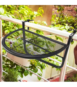 Mesa Colgante de Balcón Semicircular 60x47x50 cm Ajustable en Altura Simple y Conveniente para Barandilla de Balcón Terraza Pati