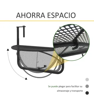 Mesa Colgante de Balcón Semicircular 60x47x50 cm Ajustable en Altura Simple y Conveniente para Barandilla de Balcón Terraza Pati