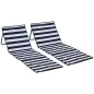 Conjunto de 2 Esterillas de Playa Plegable con Respaldo Reclinable y Bolsa de Transporte 142x51x40 cm Blanco y Azul