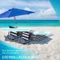 Conjunto de 2 Esterillas de Playa Plegable con Respaldo Reclinable y Bolsa de Transporte 142x51x40 cm Blanco y Azul