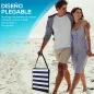 Conjunto de 2 Esterillas de Playa Plegable con Respaldo Reclinable y Bolsa de Transporte 142x51x40 cm Blanco y Azul