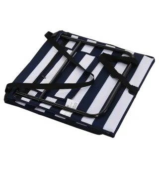 Conjunto de 2 Esterillas de Playa Plegable con Respaldo Reclinable y Bolsa de Transporte 142x51x40 cm Blanco y Azul