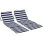 Conjunto de 2 Esterillas de Playa Plegable con Respaldo Reclinable y Bolsa de Transporte 142x51x40 cm Blanco y Azul