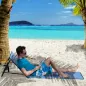 Conjunto de 2 Esterillas de Playa Plegable con Respaldo Reclinable y Bolsa de Transporte 142x51x40 cm Azul