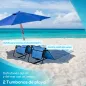 Conjunto de 2 Esterillas de Playa Plegable con Respaldo Reclinable y Bolsa de Transporte 142x51x40 cm Azul