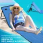 Conjunto de 2 Esterillas de Playa Plegable con Respaldo Reclinable y Bolsa de Transporte 142x51x40 cm Azul