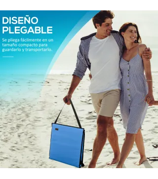 Conjunto de 2 Esterillas de Playa Plegable con Respaldo Reclinable y Bolsa de Transporte 142x51x40 cm Azul