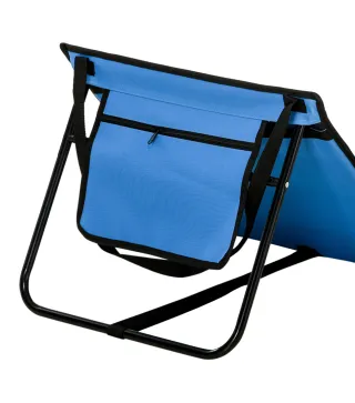 Conjunto de 2 Esterillas de Playa Plegable con Respaldo Reclinable y Bolsa de Transporte 142x51x40 cm Azul