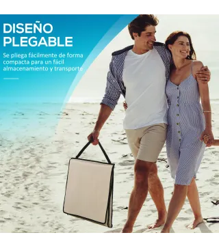 Conjunto de 2 Esterillas de Playa con Respaldo Reclinable y Bolsa de Transporte para Jardín Camping 142x51x40 cm Beige