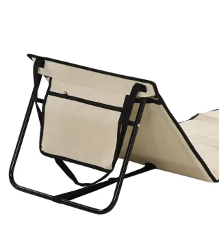 Conjunto de 2 Esterillas de Playa con Respaldo Reclinable y Bolsa de Transporte para Jardín Camping 142x51x40 cm Beige