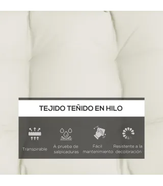 Cojín para Banco de Jardín o Balancín128x48x8 cm con 2 Cordones de Fijación Impermeable y Protección UV 50+ Crema