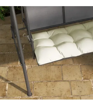 Cojín para Banco de Jardín o Balancín128x48x8 cm con 2 Cordones de Fijación Impermeable y Protección UV 50+ Crema