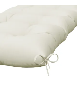 Cojín para Banco de Jardín o Balancín128x48x8 cm con 2 Cordones de Fijación Impermeable y Protección UV 50+ Crema
