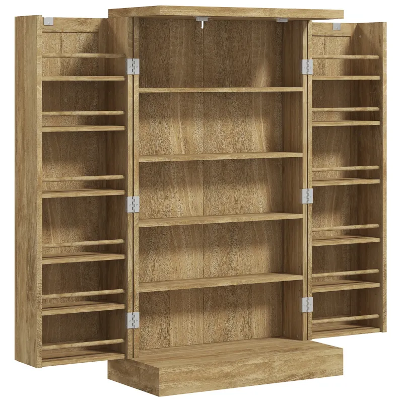 Armario Despensa Cocina con 2 Puertas de Ratán y 16 Estantes Alacena Moderna con Estantes Ajustables 60x30x104cm Natural Armario Despensa Cocina con 2 Puertas de Ratán y 16 Estantes Alacena Moderna con Estantes Ajustables 60x30x104cm Natural