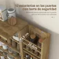 Armario Despensa Cocina con 2 Puertas de Ratán y 16 Estantes Alacena Moderna con Estantes Ajustables 60x30x104cm Natural