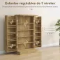 Armario Despensa Cocina con 2 Puertas de Ratán y 16 Estantes Alacena Moderna con Estantes Ajustables 60x30x104cm Natural