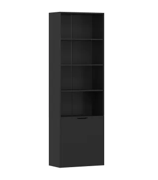 Estantería para Libros de 6 Niveles Librería con Puertas 4 Estantes Abiertos para Salón Estudio 59x29x180 cm Negro