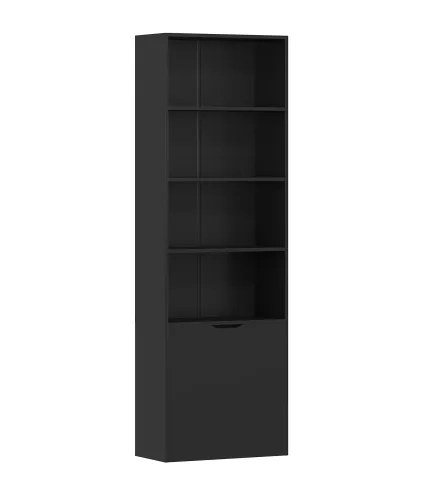 Estantería para Libros de 6 Niveles Librería con Puertas 4 Estantes Abiertos para Salón Estudio 59x29x180 cm Negro