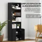 Estantería para Libros de 6 Niveles Librería con Puertas 4 Estantes Abiertos para Salón Estudio 59x29x180 cm Negro