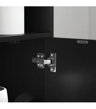 Estantería para Libros de 6 Niveles Librería con Puertas 4 Estantes Abiertos para Salón Estudio 59x29x180 cm Negro