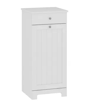 Armario de Baño con Cesto Ropa Sucia Abatible Mueble Ropa Sucia con Bolsa de Tela Plegable y Cajón Blanco 40x38x90 cm