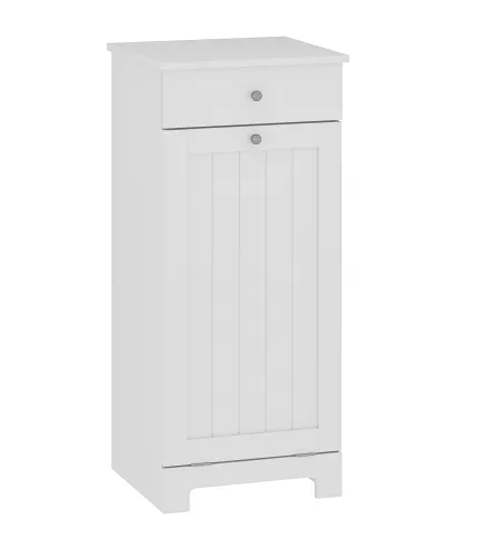 Armario de Baño con Cesto Ropa Sucia Abatible Mueble Ropa Sucia con Bolsa de Tela Plegable y Cajón Blanco 40x38x90 cm