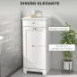 Armario de Baño con Cesto Ropa Sucia Abatible Mueble Ropa Sucia con Bolsa de Tela Plegable y Cajón Blanco 40x38x90 cm